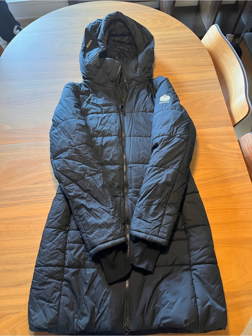 Insulated Hooded Long Puffer Coat - Black